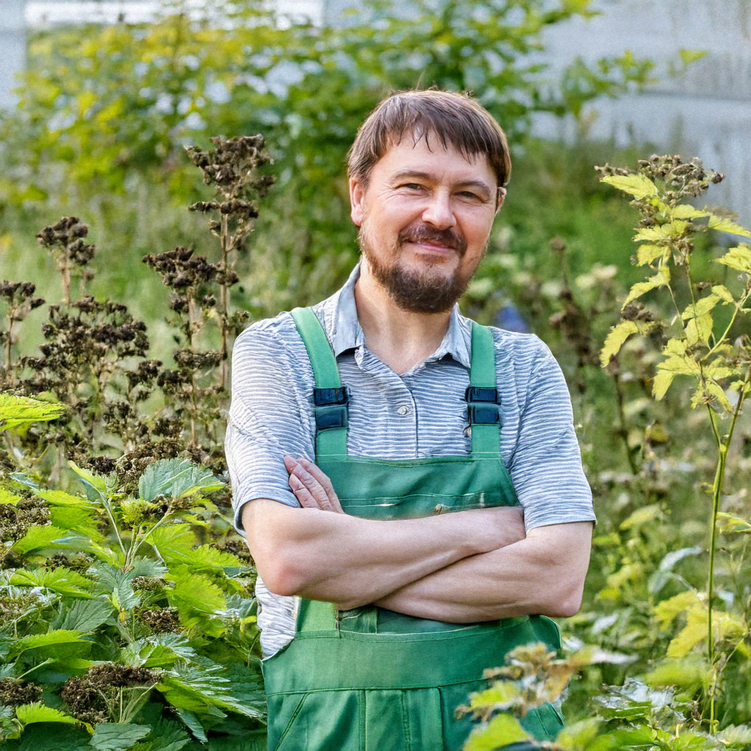 Gärtner im verwilderten garten